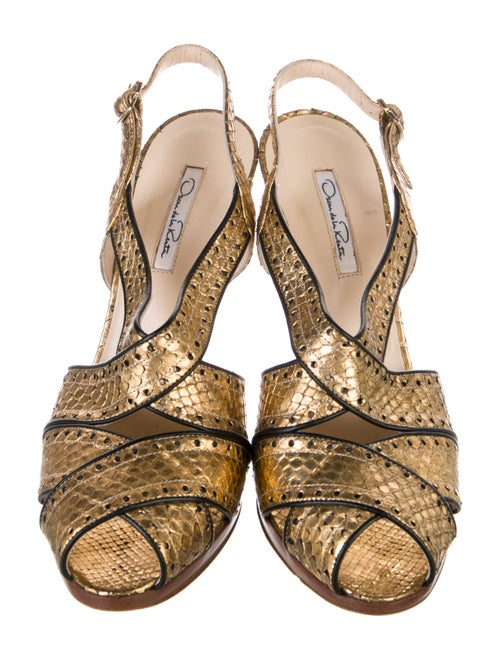 Oscar de la Renta Snakeskin Slingback Sandals