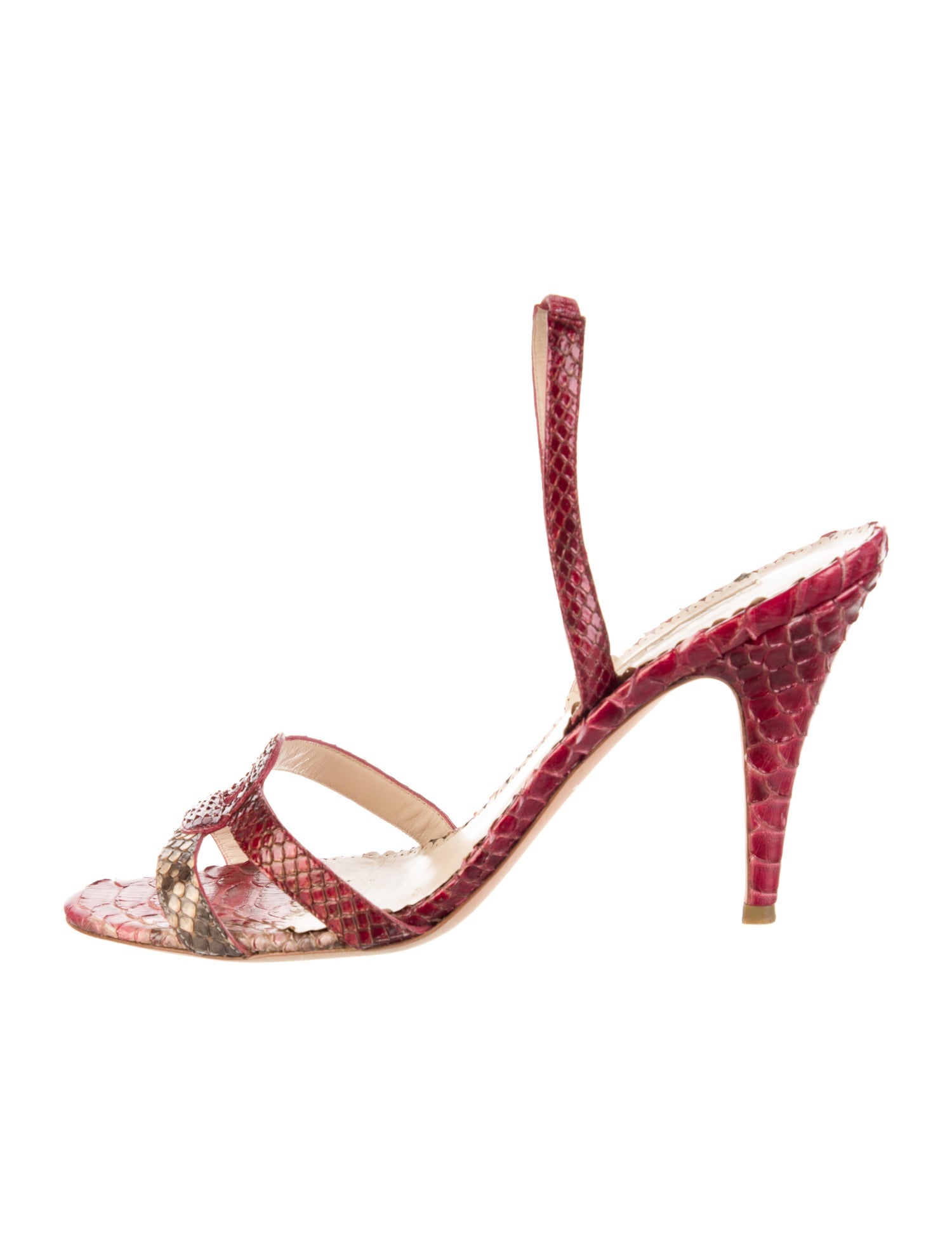 Oscar de la Renta Snakeskin Animal Print Slingback Sandals
