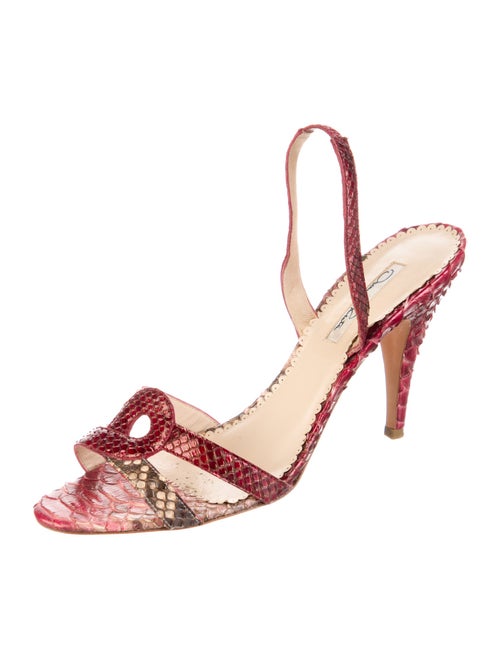 Oscar de la Renta Snakeskin Animal Print Slingback Sandals