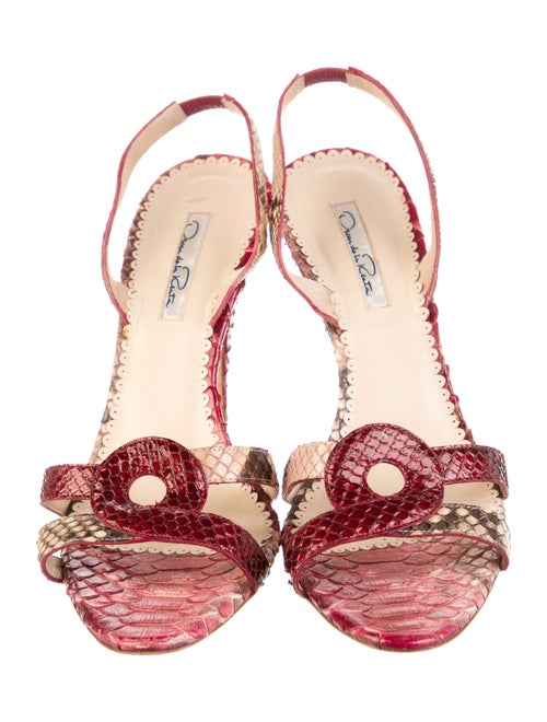 Oscar de la Renta Snakeskin Animal Print Slingback Sandals