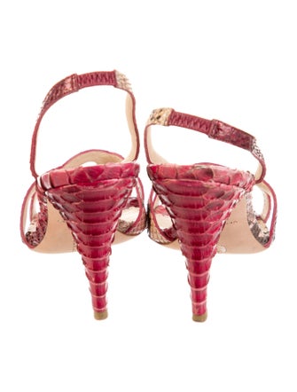 Oscar de la Renta Snakeskin Animal Print Slingback Sandals