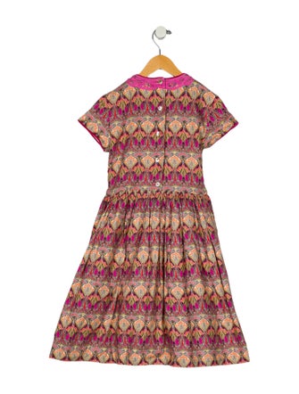 Oscar de la Renta Girls' Patterned Short Sleeve Dress