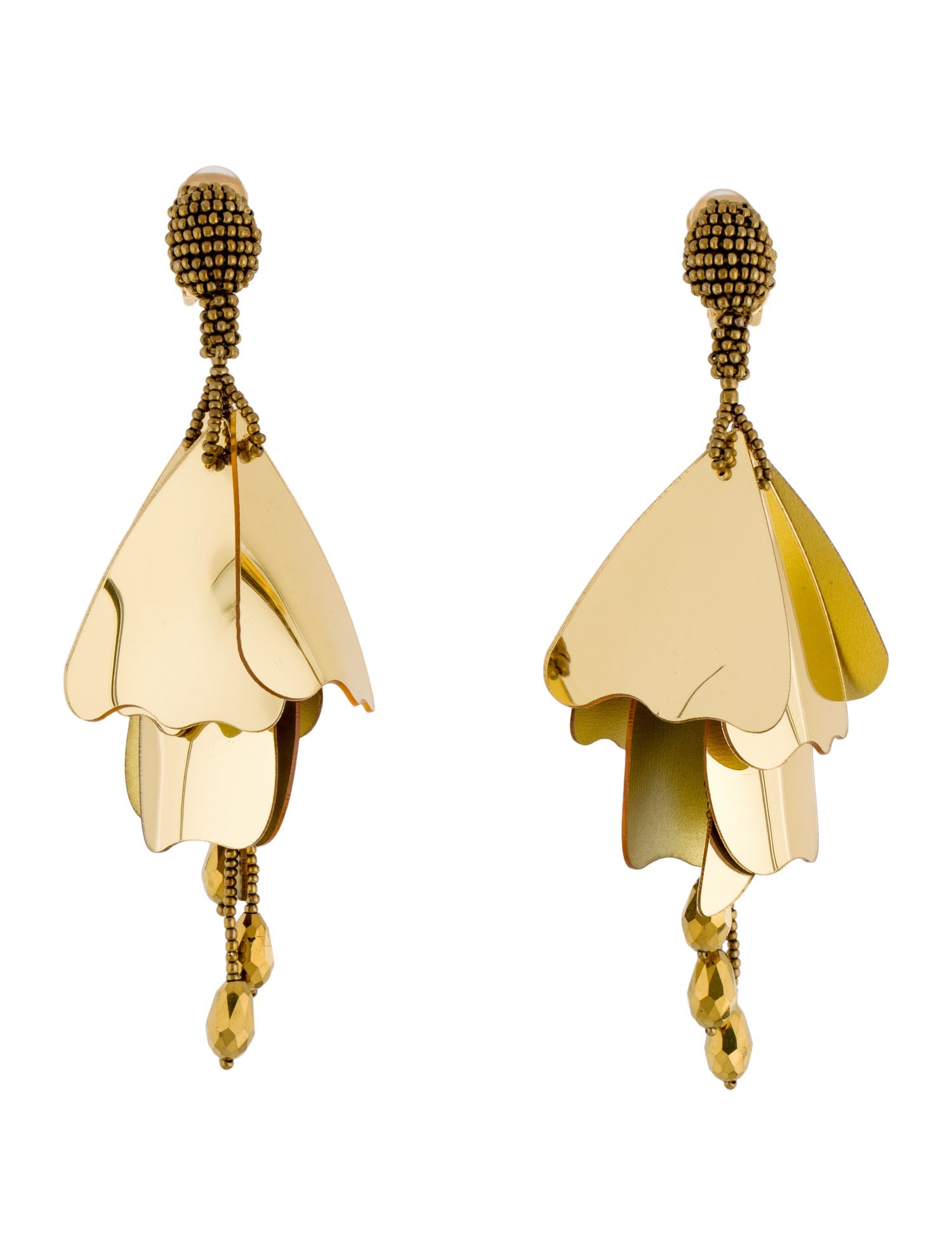 Oscar de la Renta Impatiens Floral Drop Clip-On Earrings