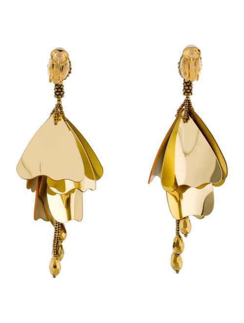 Oscar de la Renta Impatiens Floral Drop Clip-On Earrings