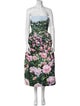 Oscar de la Renta Floral Print Midi Length Dress
