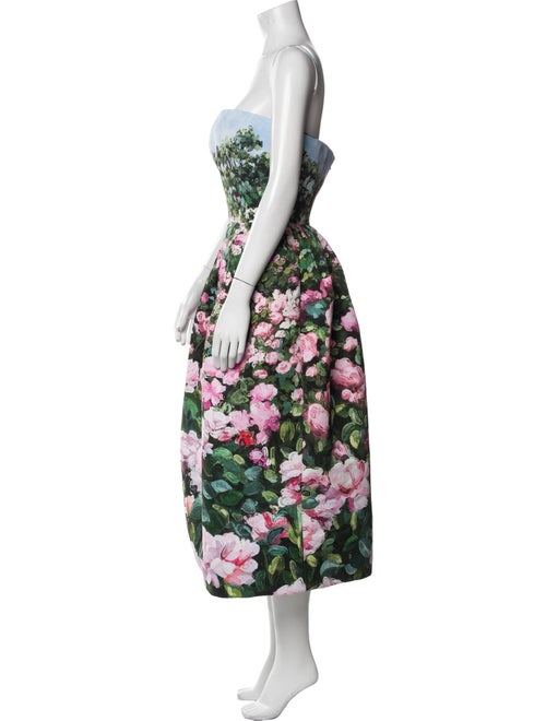 Oscar de la Renta Floral Print Midi Length Dress