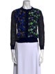 Oscar de la Renta Merino Wool Floral Print Sweater