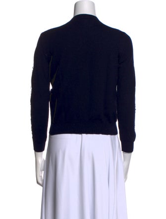 Oscar de la Renta Merino Wool Floral Print Sweater