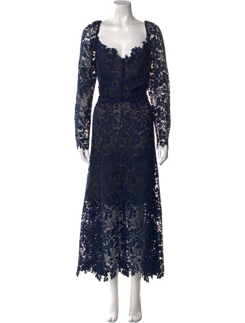Oscar de la Renta Lace Pattern Long Dress