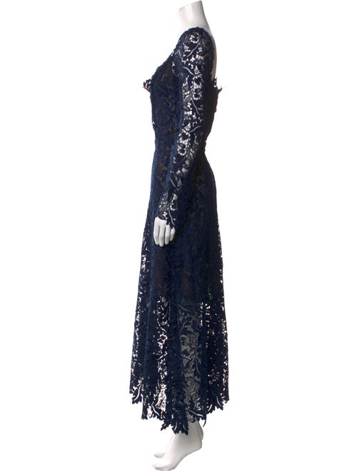 Oscar de la Renta Lace Pattern Long Dress