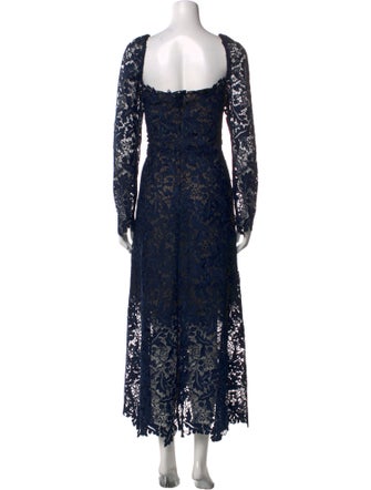 Oscar de la Renta Lace Pattern Long Dress