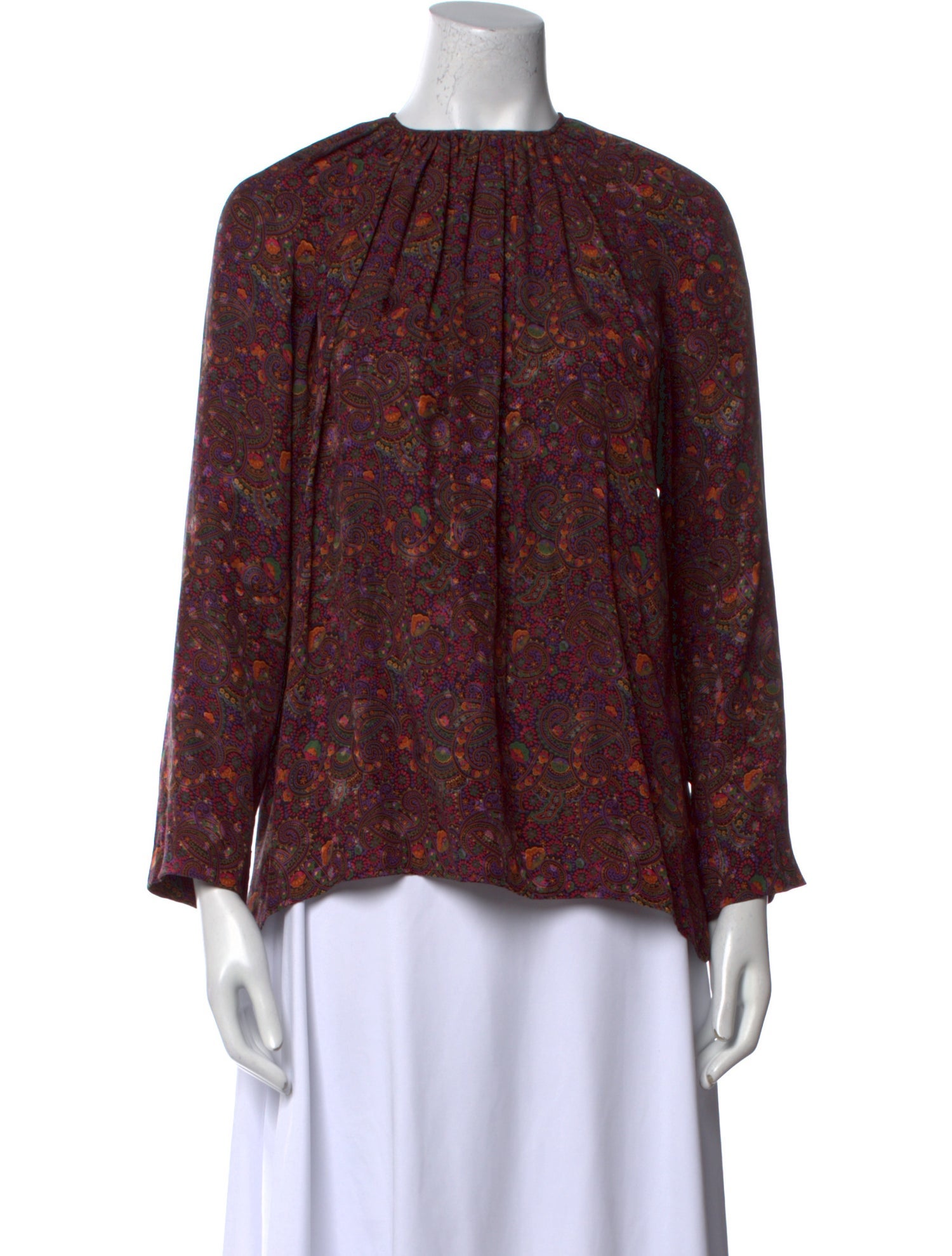 Oscar de la Renta Floral Print Crew Neck Blouse