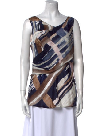 Oscar de la Renta Silk Printed Top