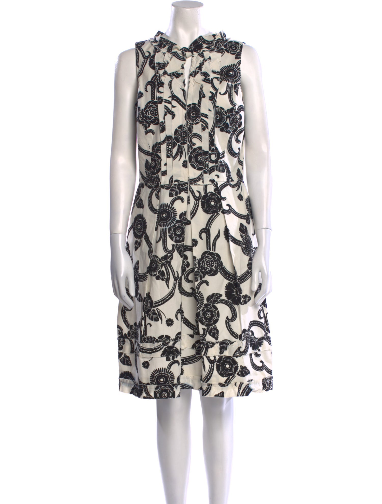Oscar de la Renta Floral Print Midi Length Dress