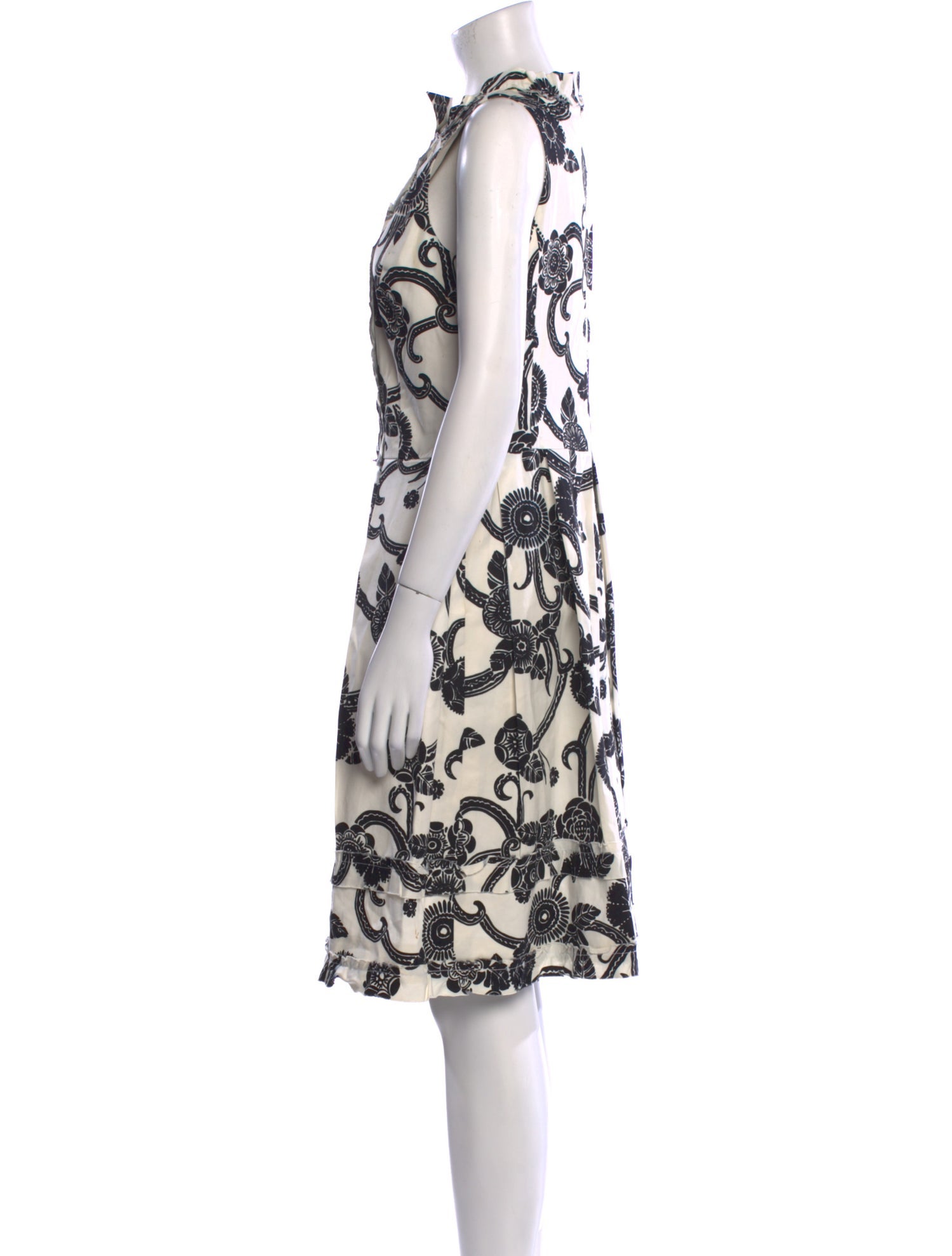 Oscar de la Renta Floral Print Midi Length Dress