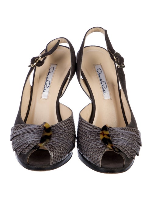 Oscar de la Renta Suede Animal Print Slingback Pumps