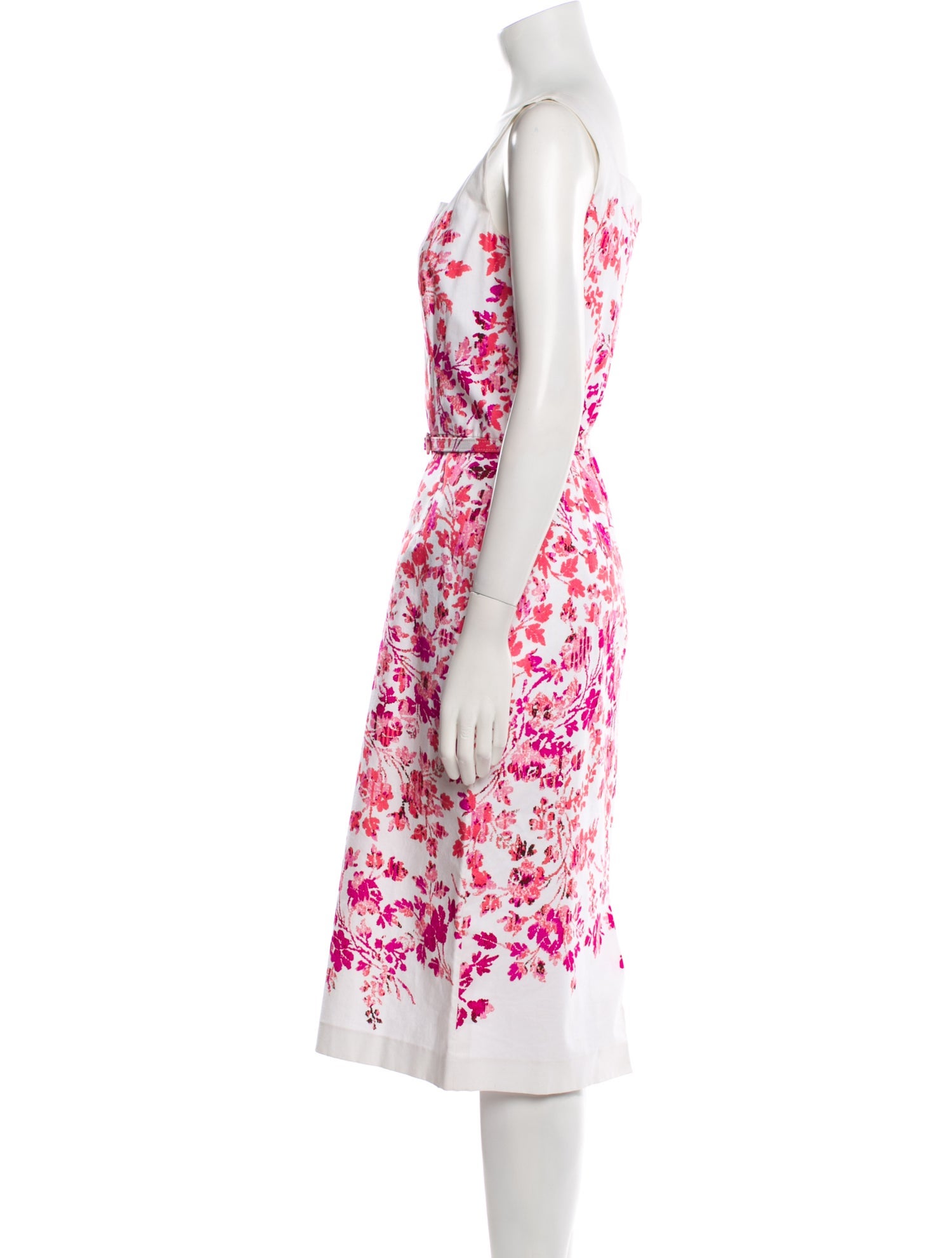 Oscar de la Renta Floral Print Midi Length Dress