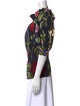 Oscar de la Renta Floral Print Square Neckline Blouse
