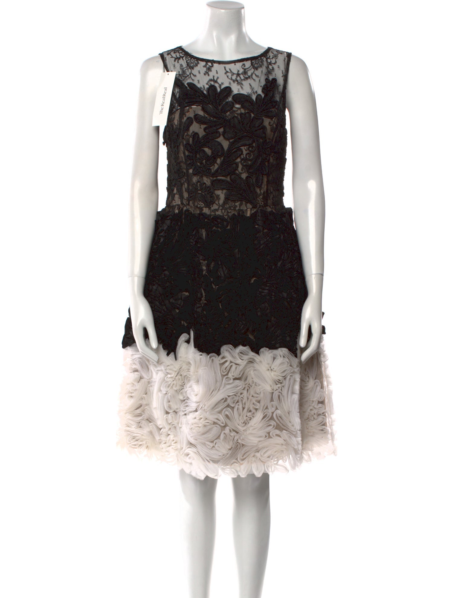 Oscar de la Renta Lace Pattern Knee-Length Dress