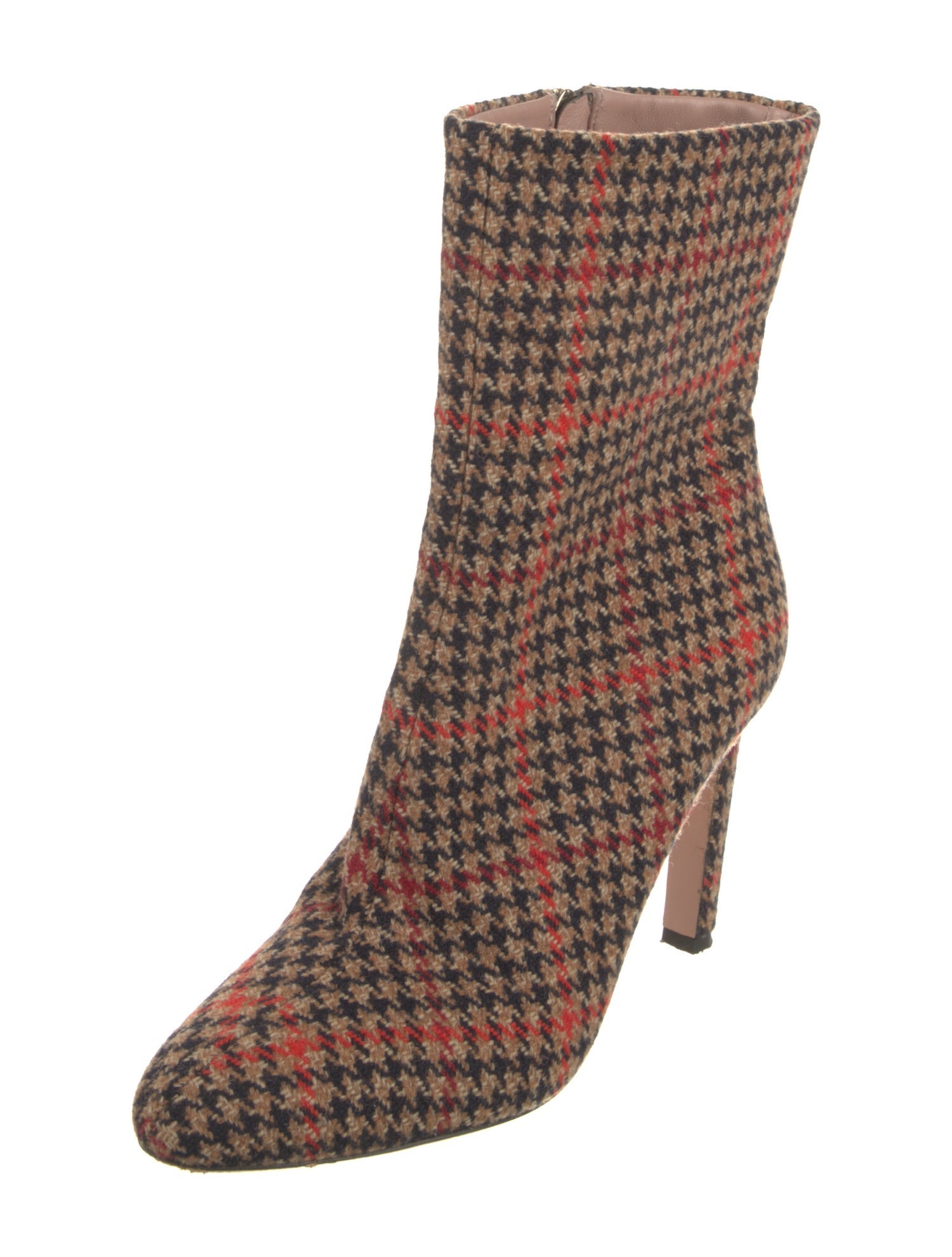 Oscar de la Renta Tweed Houndstooth Print Sock Boots