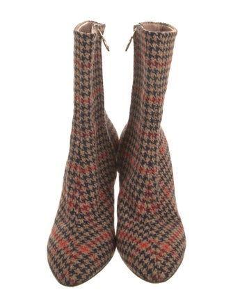 Oscar de la Renta Tweed Houndstooth Print Sock Boots