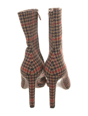 Oscar de la Renta Tweed Houndstooth Print Sock Boots