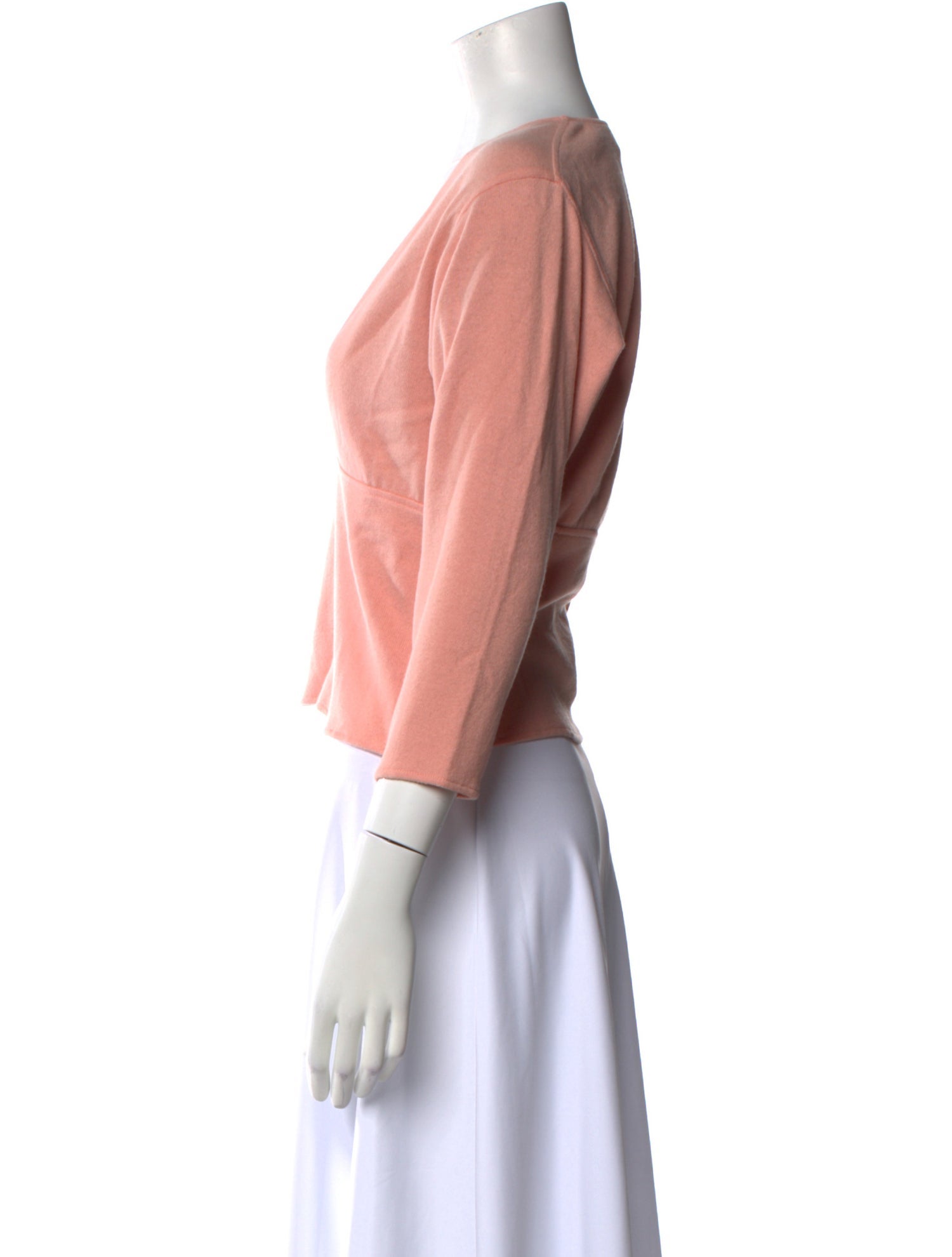 Oscar de la Renta V-Neck Three-Quarter Sleeve Crop Top