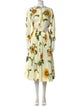 Oscar de la Renta Floral Print Midi Length Dress