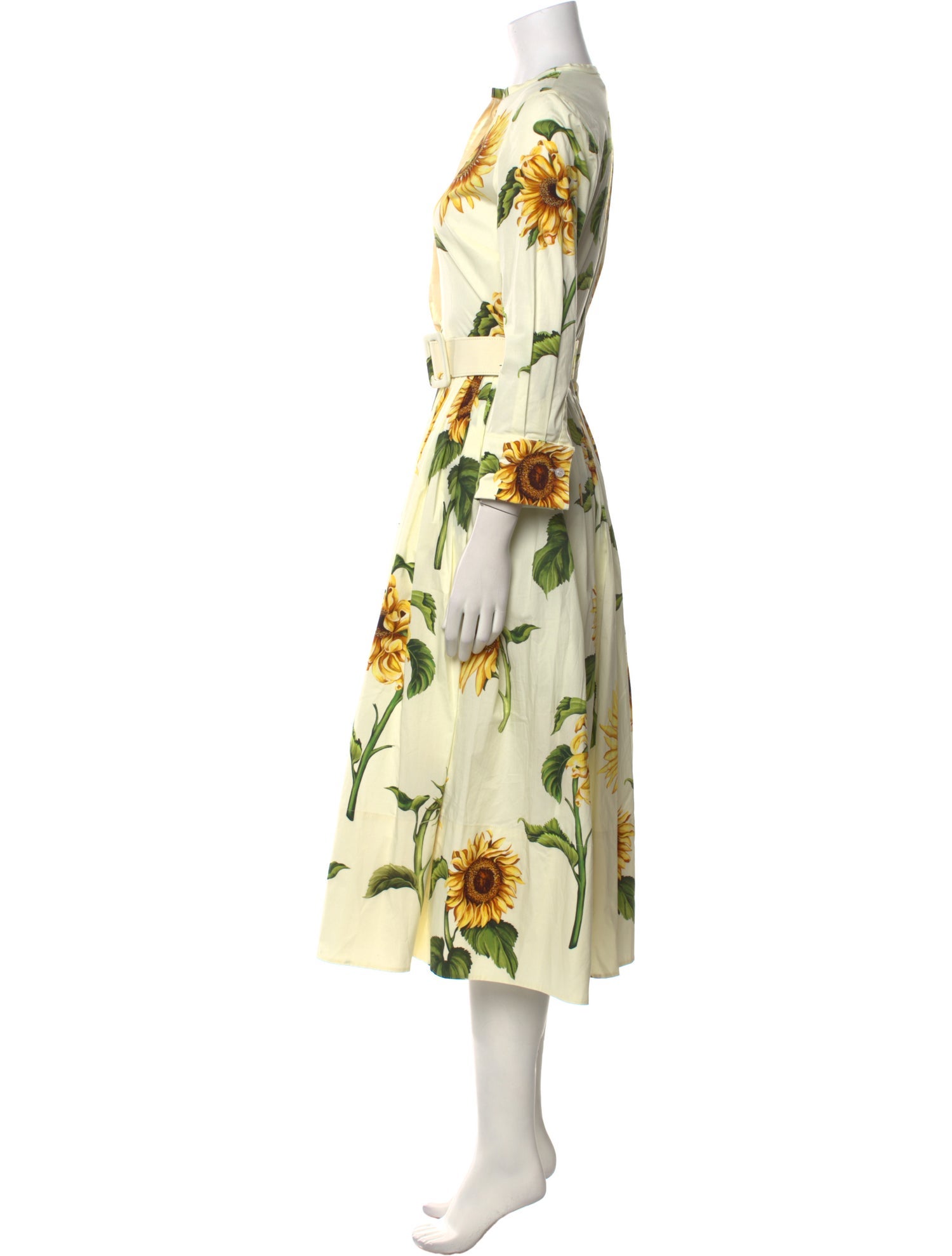 Oscar de la Renta Floral Print Midi Length Dress