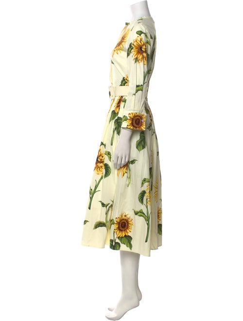 Oscar de la Renta Floral Print Midi Length Dress