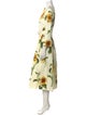 Oscar de la Renta Floral Print Midi Length Dress