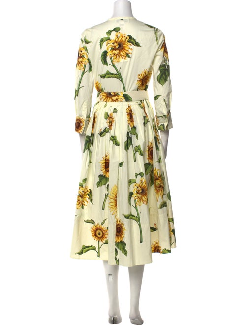 Oscar de la Renta Floral Print Midi Length Dress