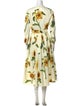 Oscar de la Renta Floral Print Midi Length Dress