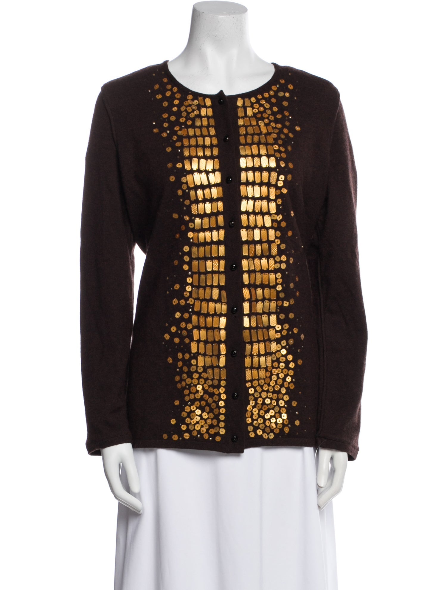 Oscar de la Renta Patterned Crew Neck Sweater