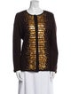 Oscar de la Renta Patterned Crew Neck Sweater
