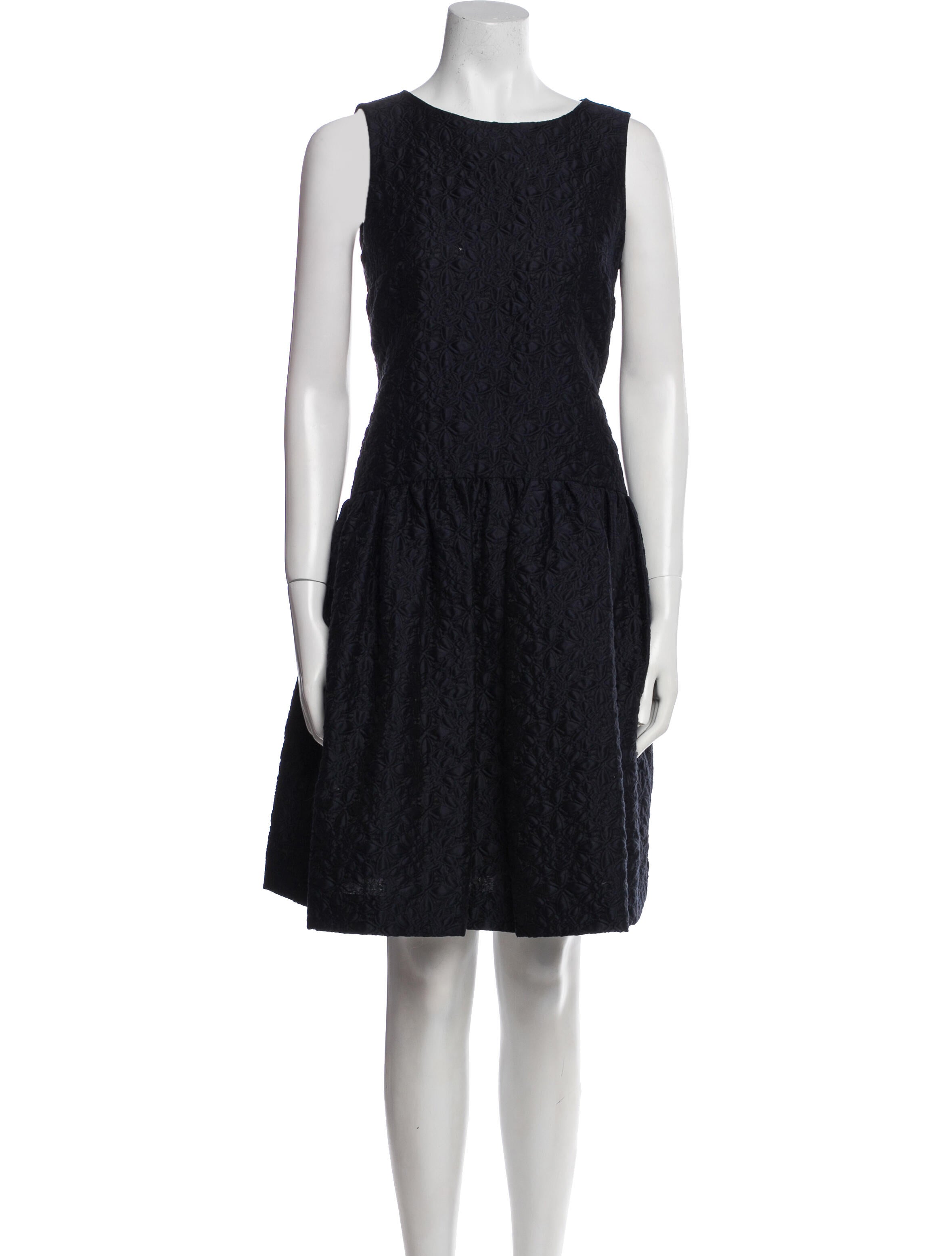 Oscar de la Renta Scoop Neck Midi Length Dress
