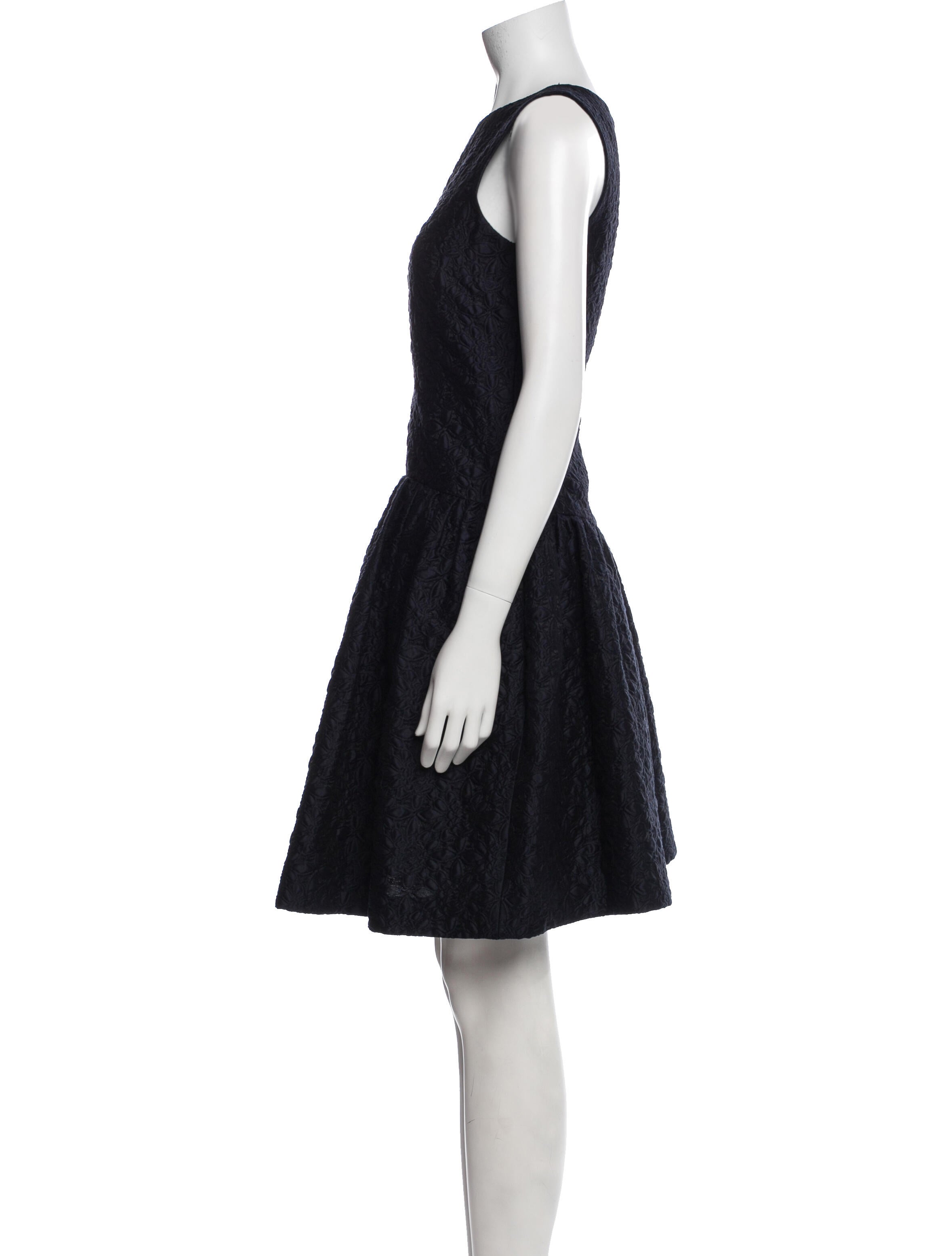 Oscar de la Renta Scoop Neck Midi Length Dress