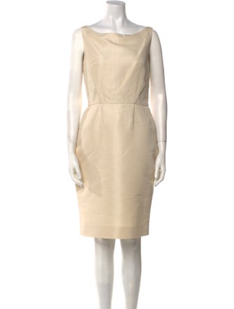 Oscar de la Renta Bateau Neckline Knee-Length Dress