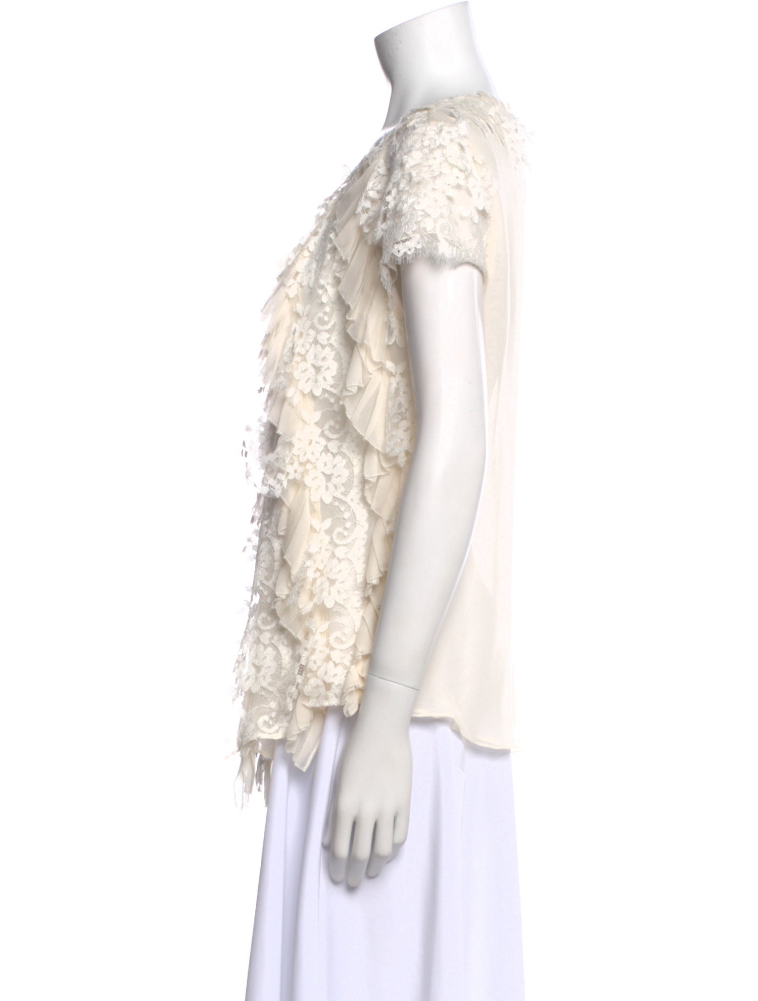 Oscar de la Renta Silk Crew Neck Blouse