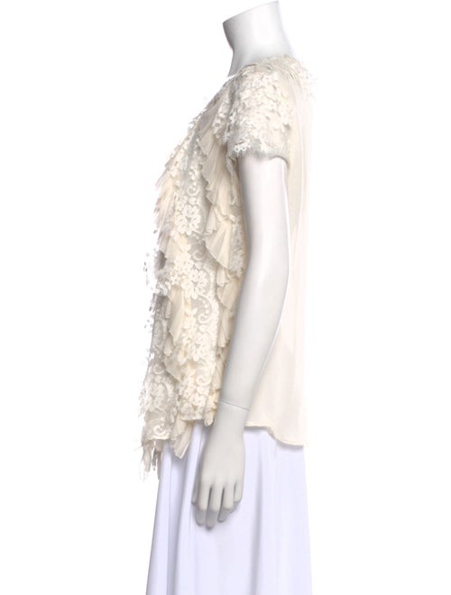 Oscar de la Renta Silk Crew Neck Blouse