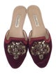 Oscar de la Renta Velvet Crystal Embellishments Mules