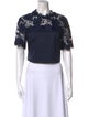 Oscar de la Renta Linen Mock Neck Crop Top