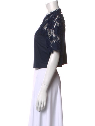 Oscar de la Renta Linen Mock Neck Crop Top