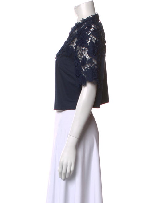 Oscar de la Renta Linen Mock Neck Crop Top