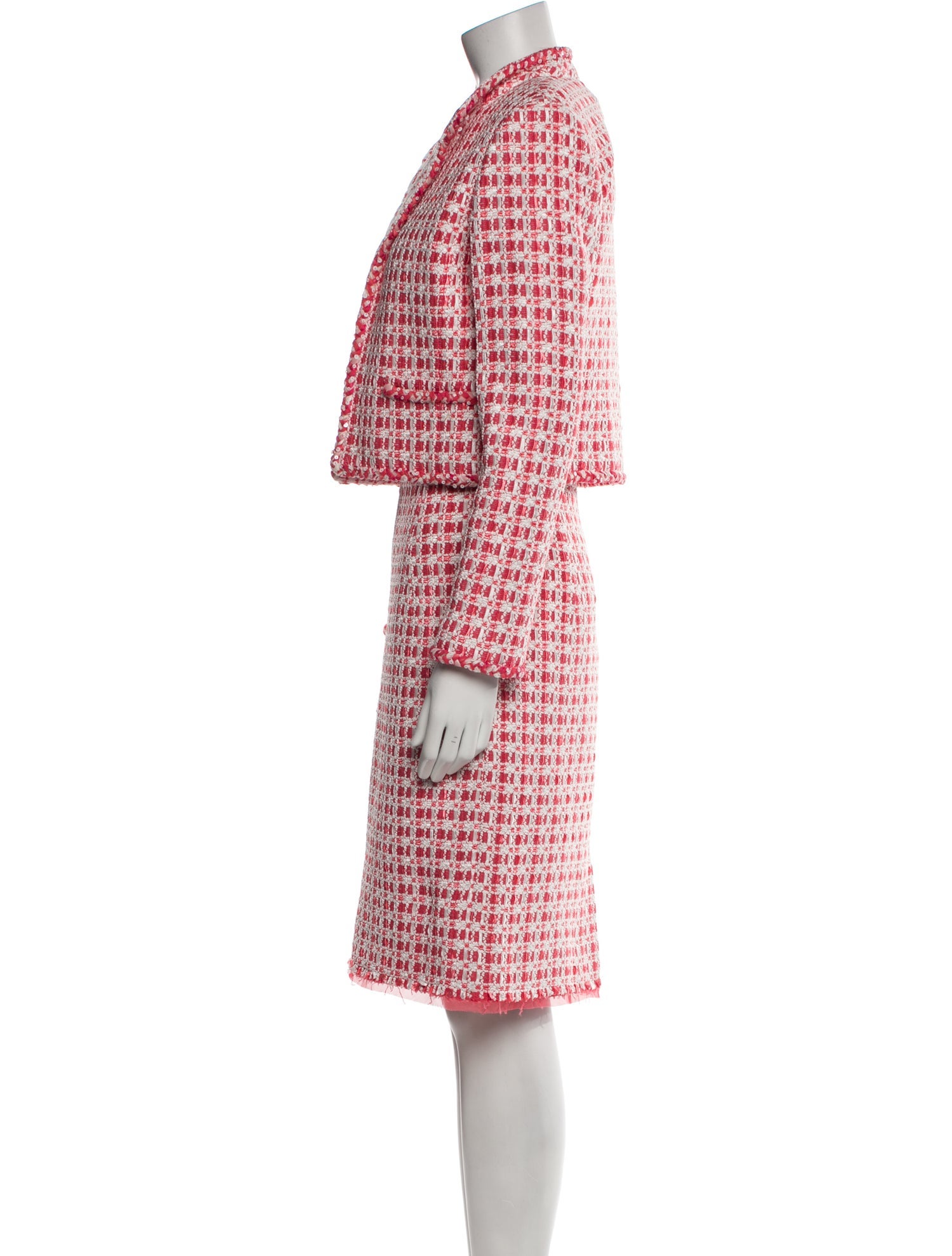 Oscar de la Renta Printed Raw-Edge Trim Dress Set w/ Tags