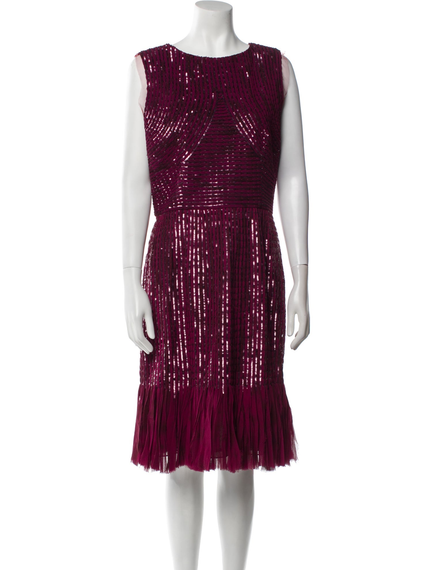 Oscar de la Renta Bateau Neckline Knee-Length Dress