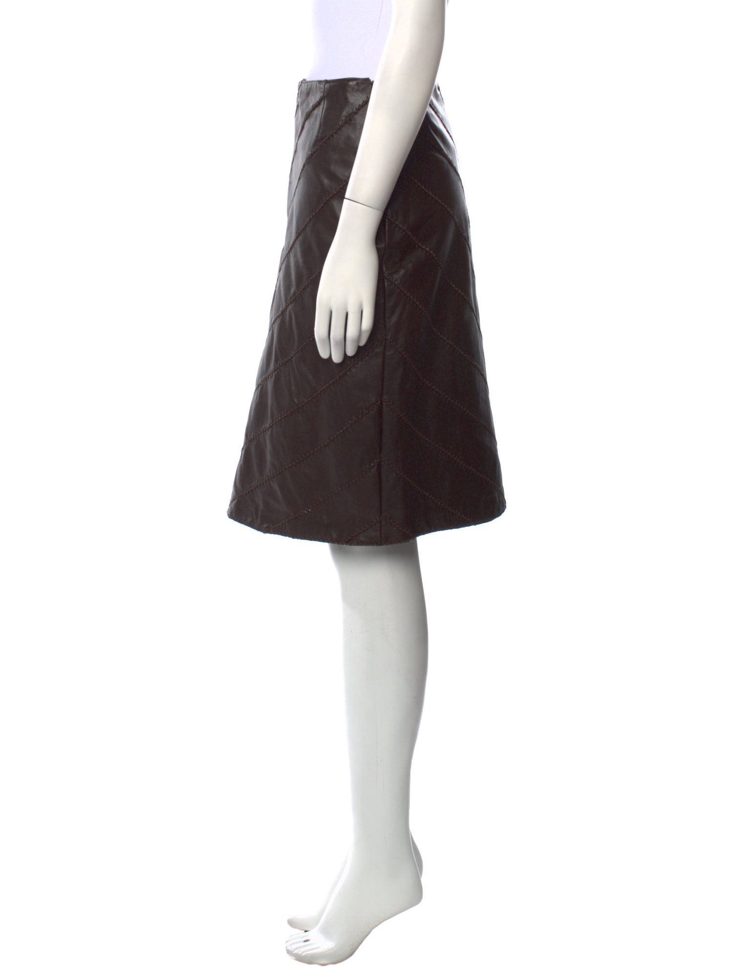 Oscar de la Renta Leather Knee-Length Skirt