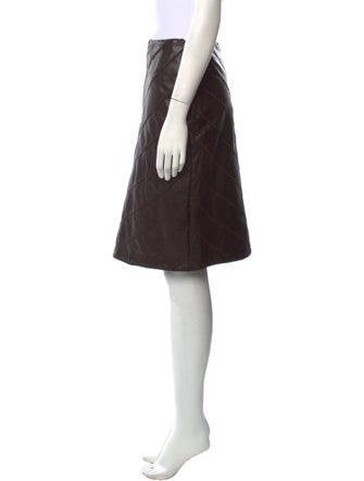 Oscar de la Renta Leather Knee-Length Skirt