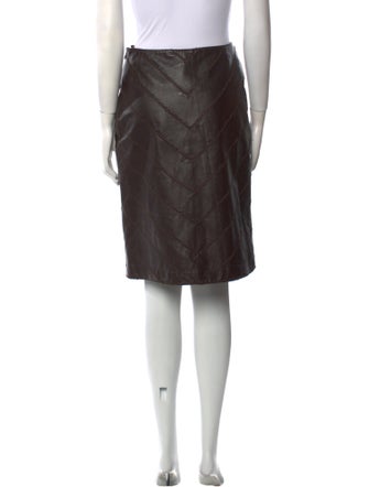 Oscar de la Renta Leather Knee-Length Skirt