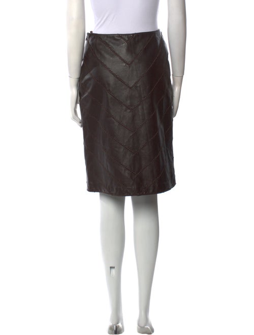 Oscar de la Renta Leather Knee-Length Skirt